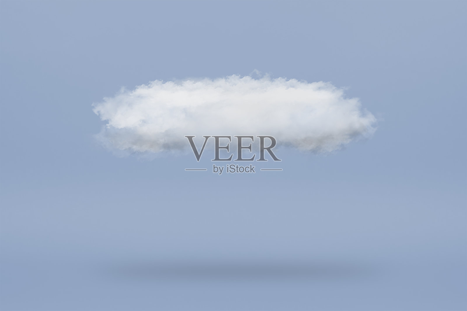 蓝色的背景上有一朵白云。空气中郁郁葱葱的3d云在蓝色的背景上投下阴影。对于项目或横幅照片摄影图片