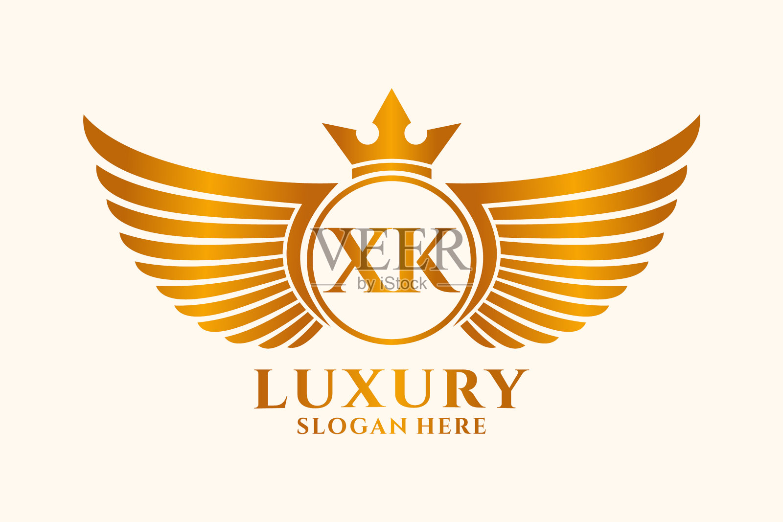 豪华皇家翼信xk金色徽章插画图片素材