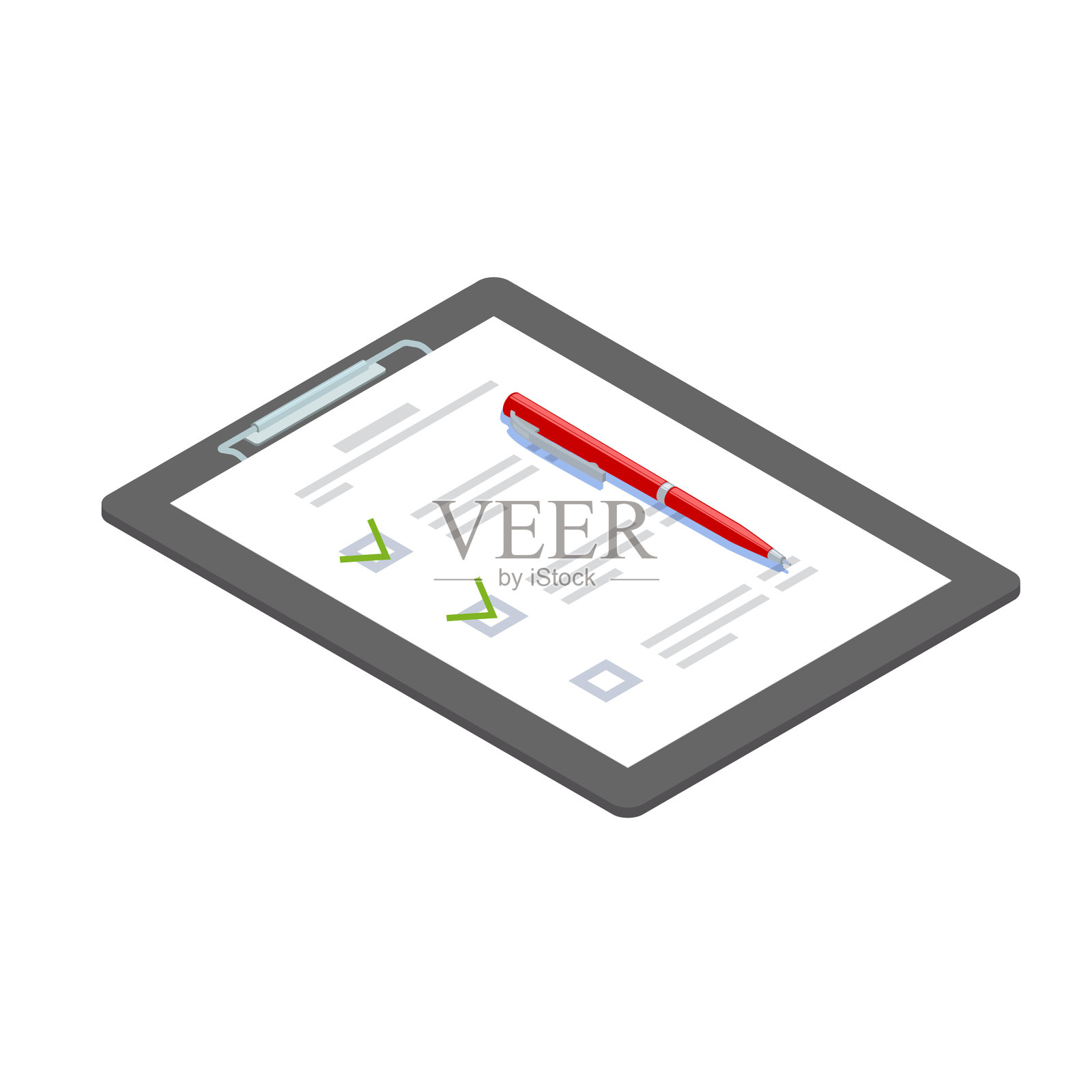 带待办事项清单和红笔等距的剪贴板设计元素图片