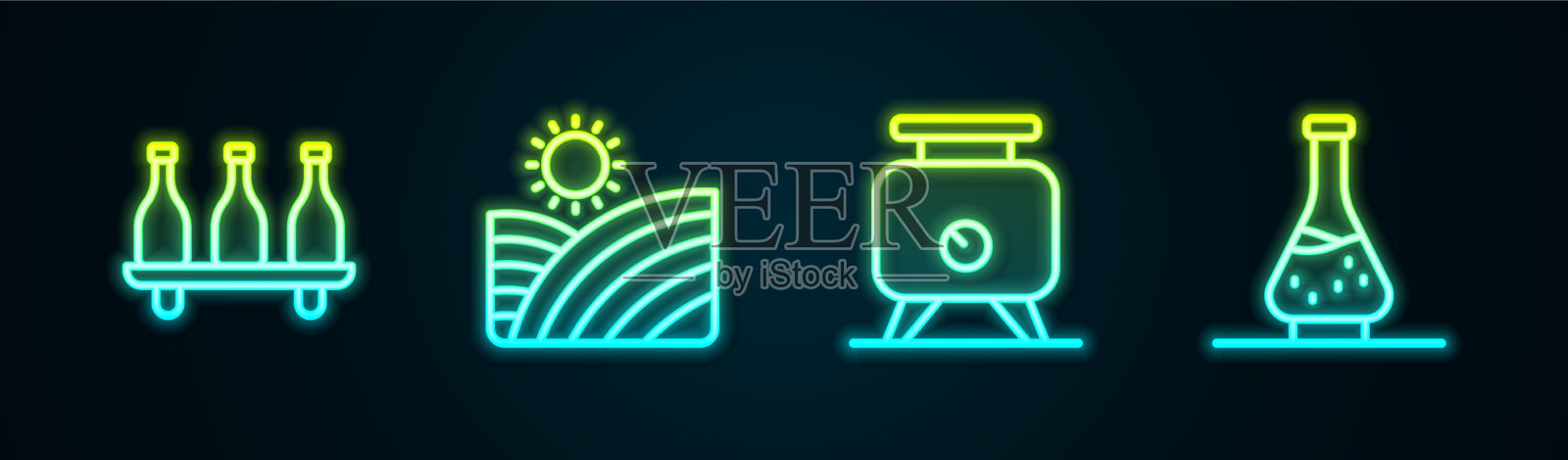 设置线瓶葡萄酒葡萄园葡萄图标素材