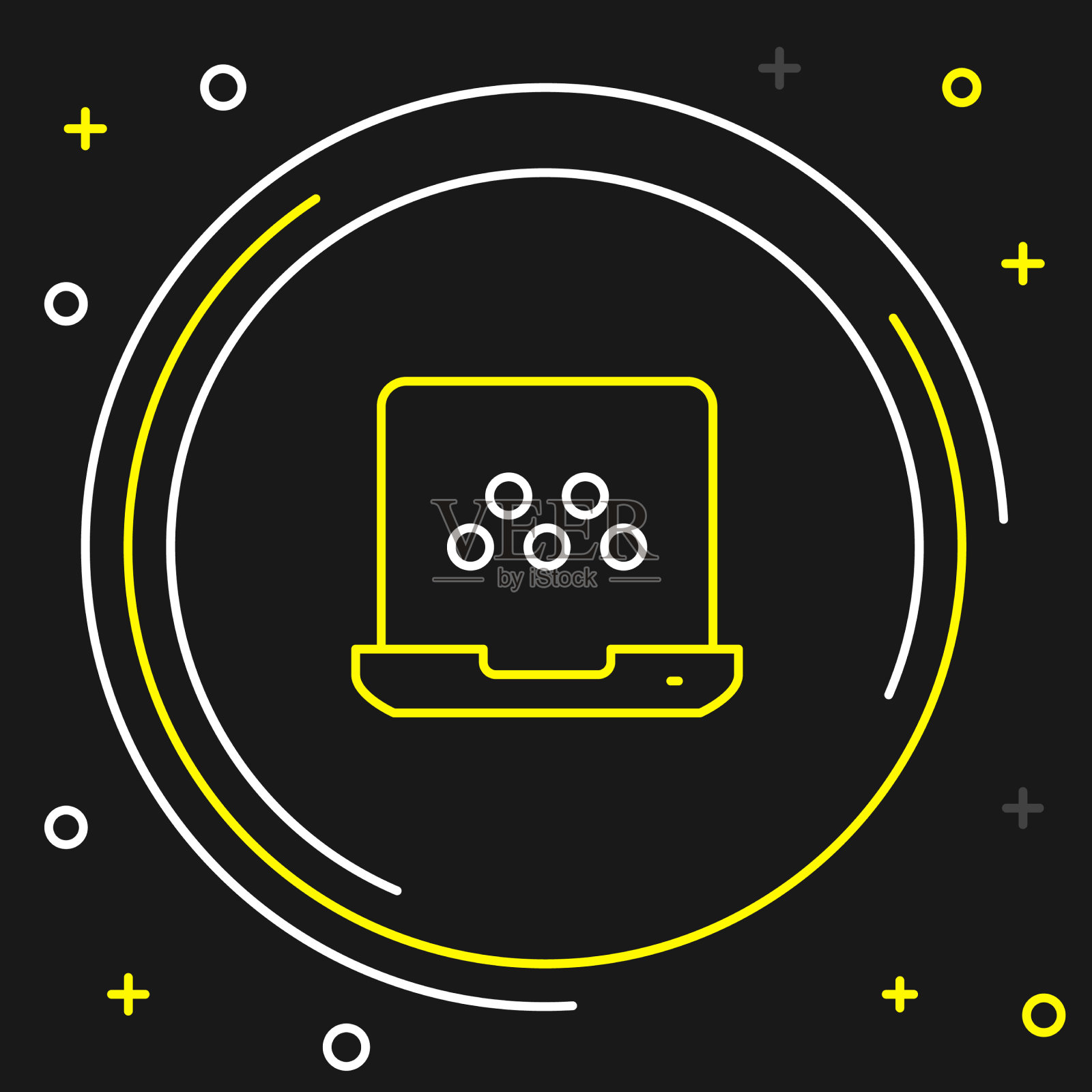 线上出租车手机应用图标孤立在黑色上插画图片素材