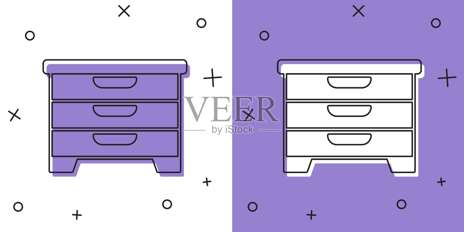 将抽屉图标孤立在白色和插画图片素材