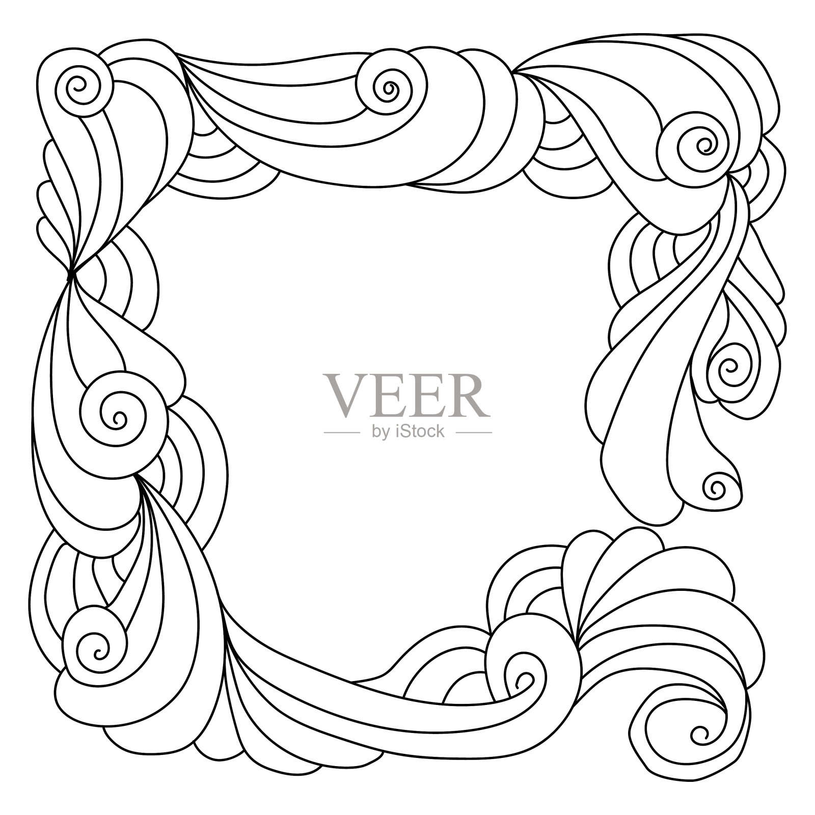 华丽的螺旋和卷发的抽象禅意框架设计元素图片