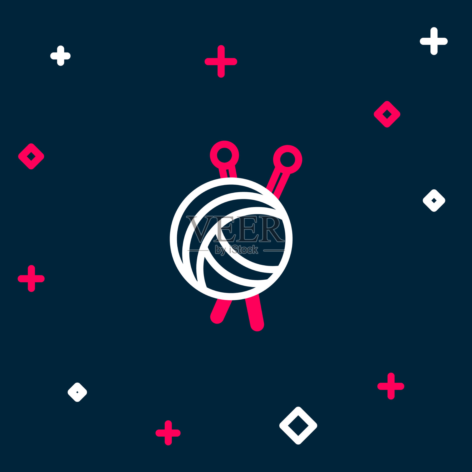 线纱球与针织针图标隔离图标素材