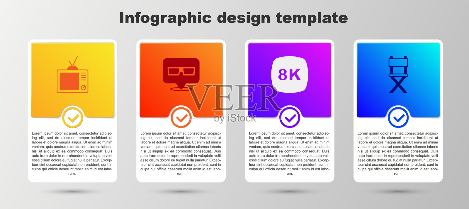 设置复古电视3d电影眼镜8k超高清和插画图片素材