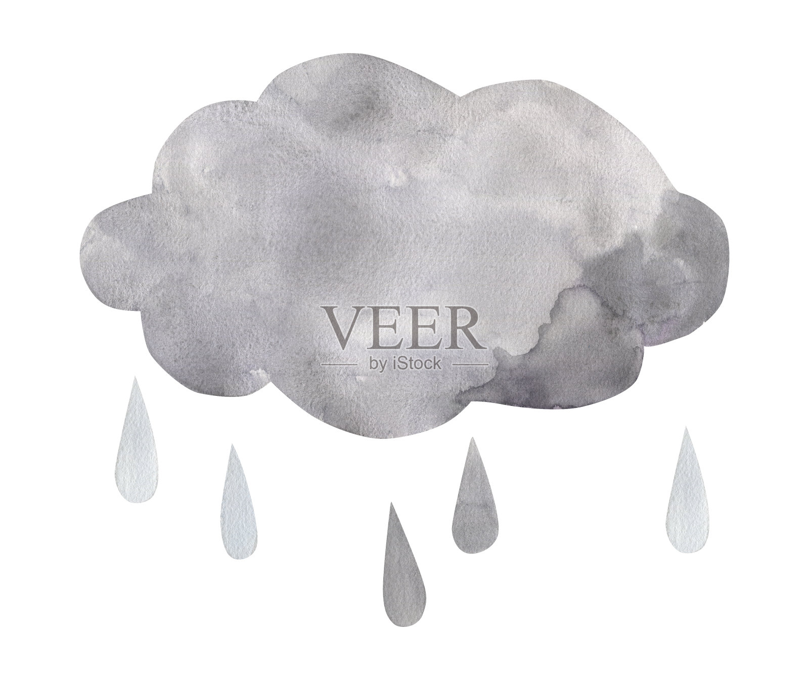 水彩下雨。儿童天气插图插画图片素材