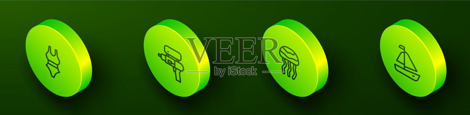 设置等距线泳衣水枪水母图标素材