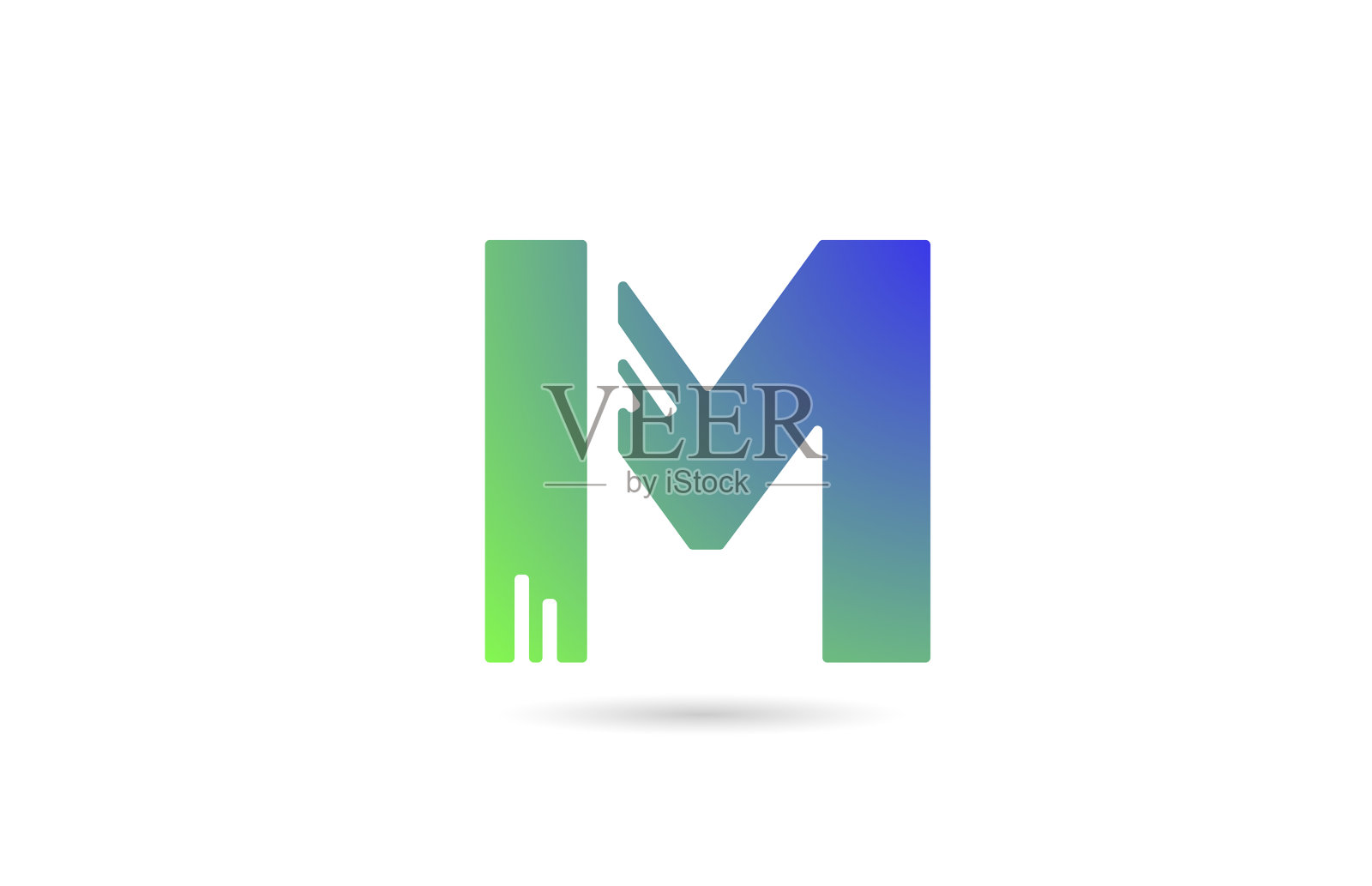 M绿色字母字母图标logo创意设计插画图片素材