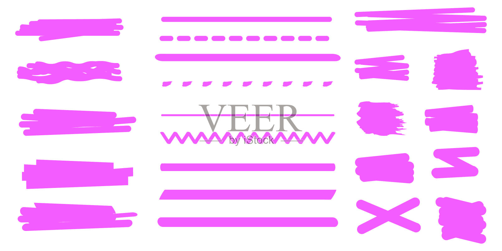 粉色记号笔线条墨水风格垃圾图案线条插画图片素材