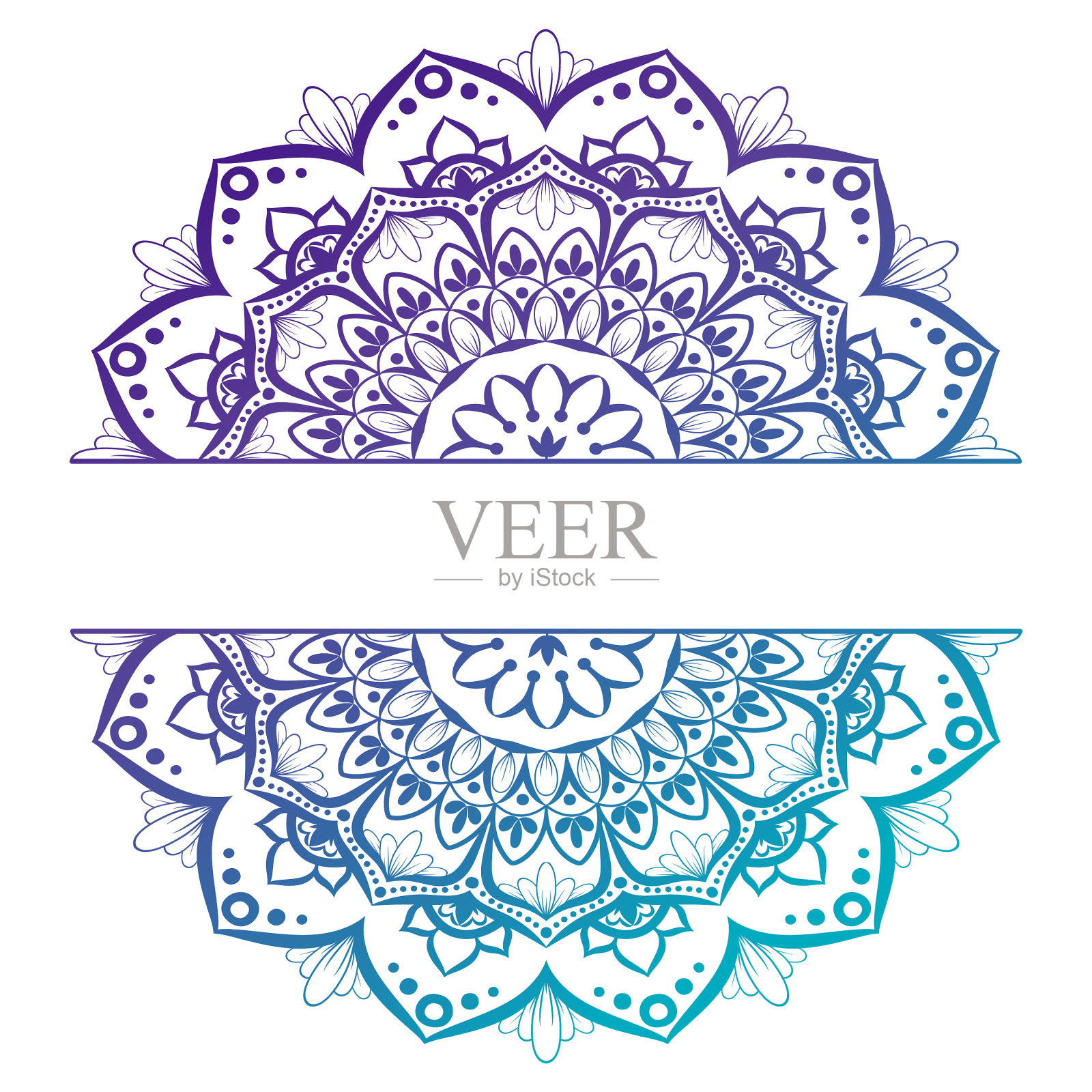 美丽的半曼荼罗复古装饰元素插画图片素材