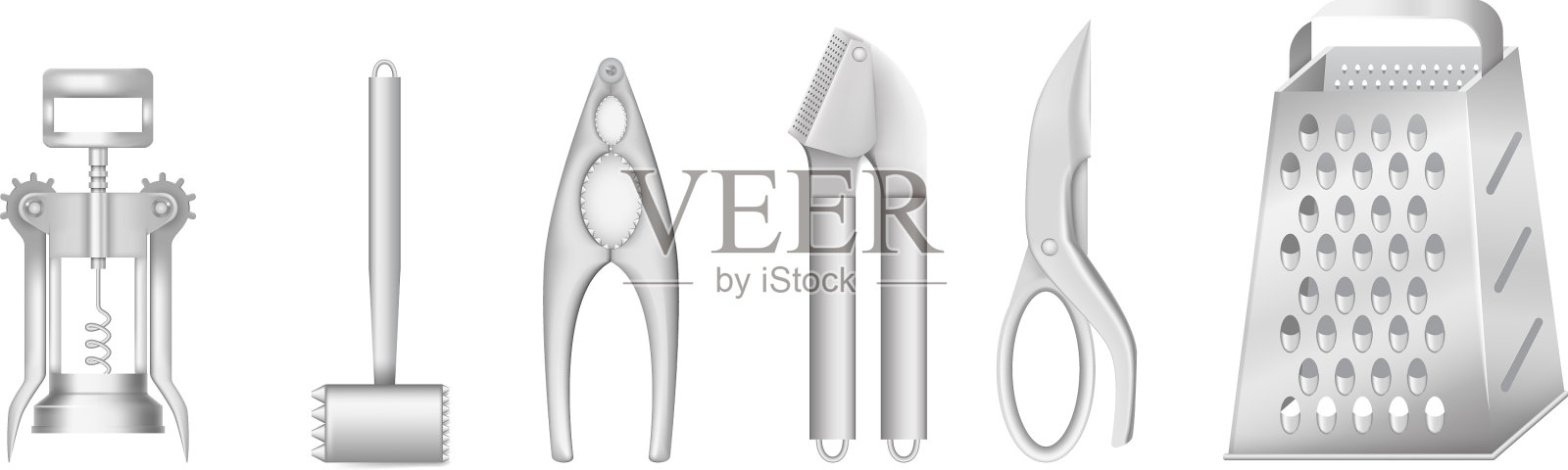 逼真的不锈钢厨房电器插画图片素材