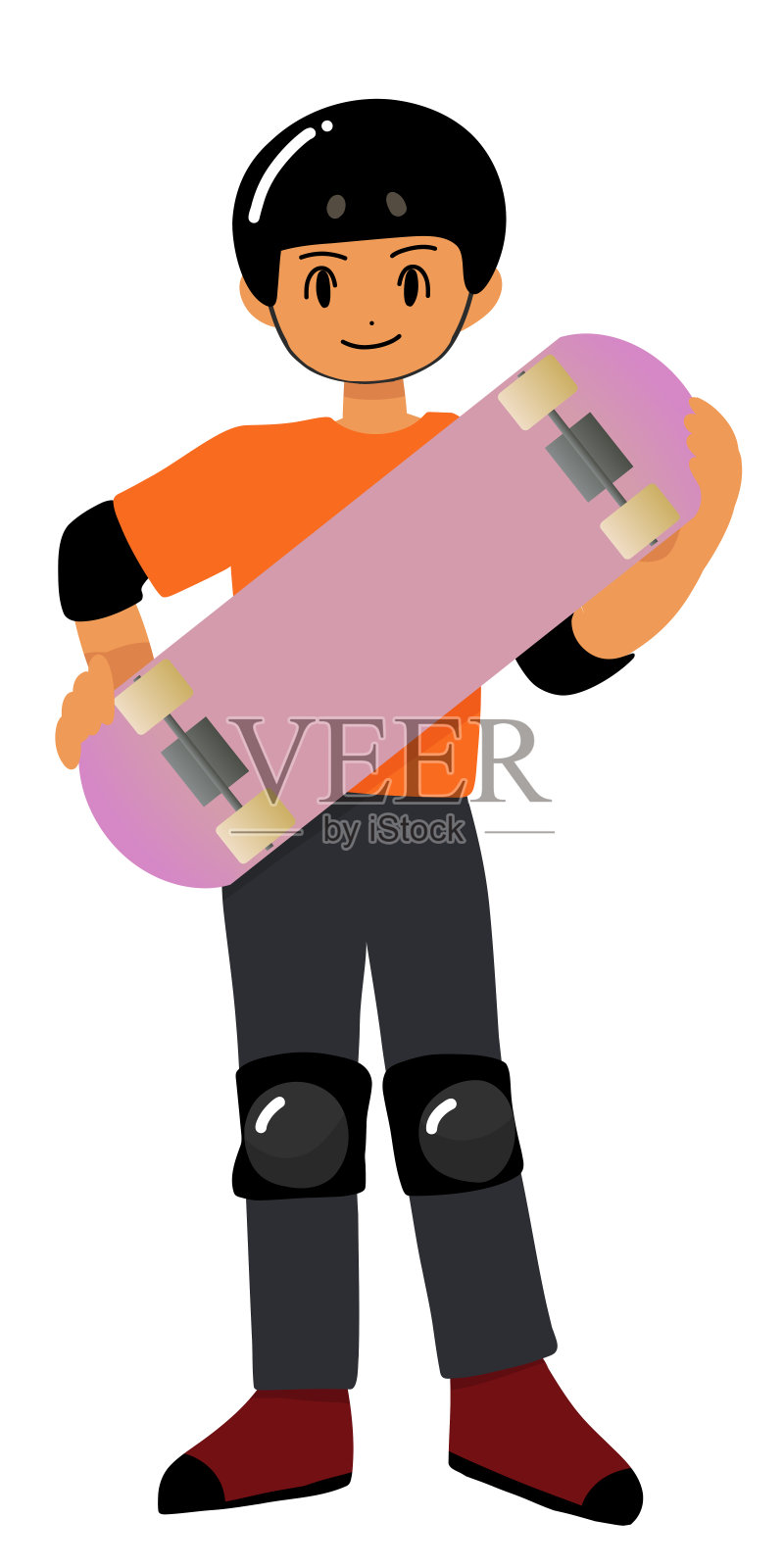 拿着滑板的男孩设计元素图片