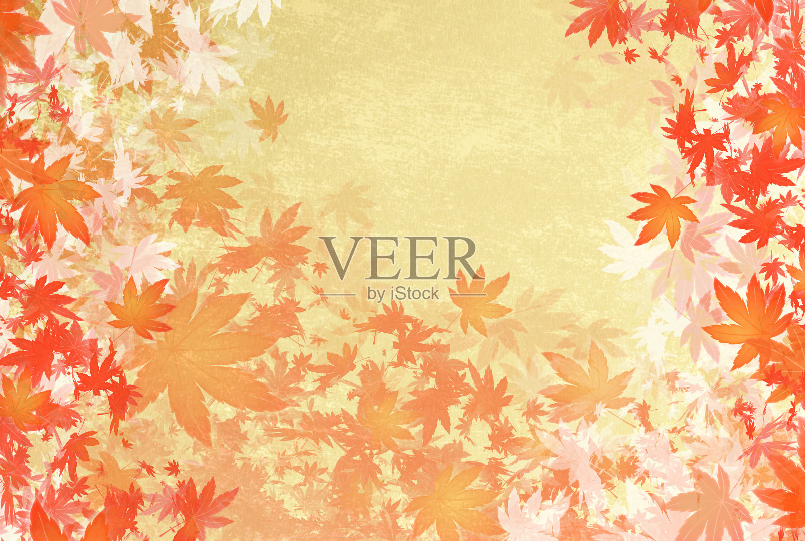 秋叶在风中飞舞的背景。插画图片素材