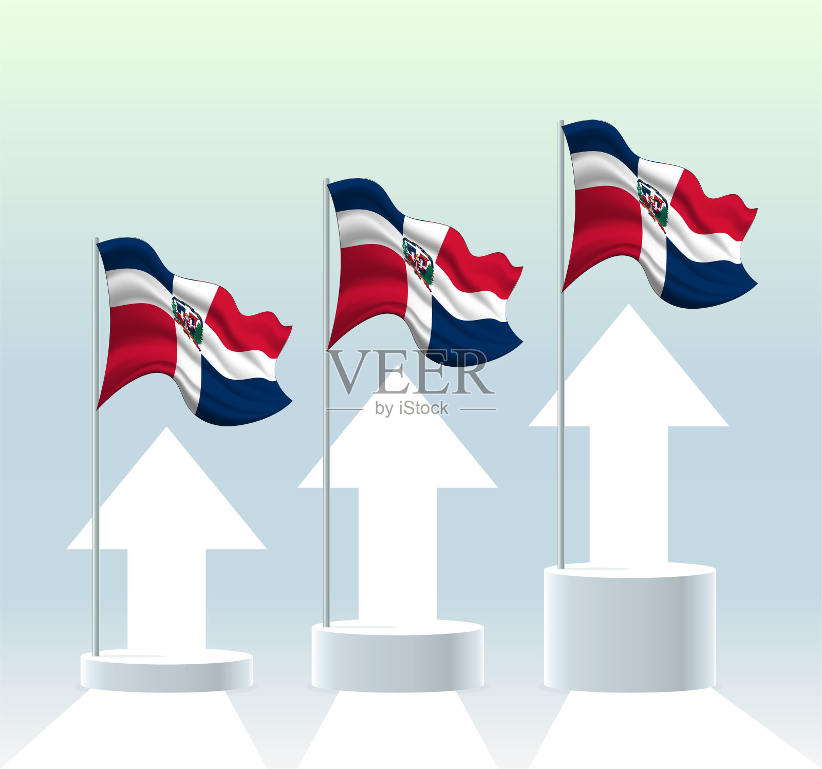 多米尼加共和国国旗。该国正处于上升趋势。插画图片素材
