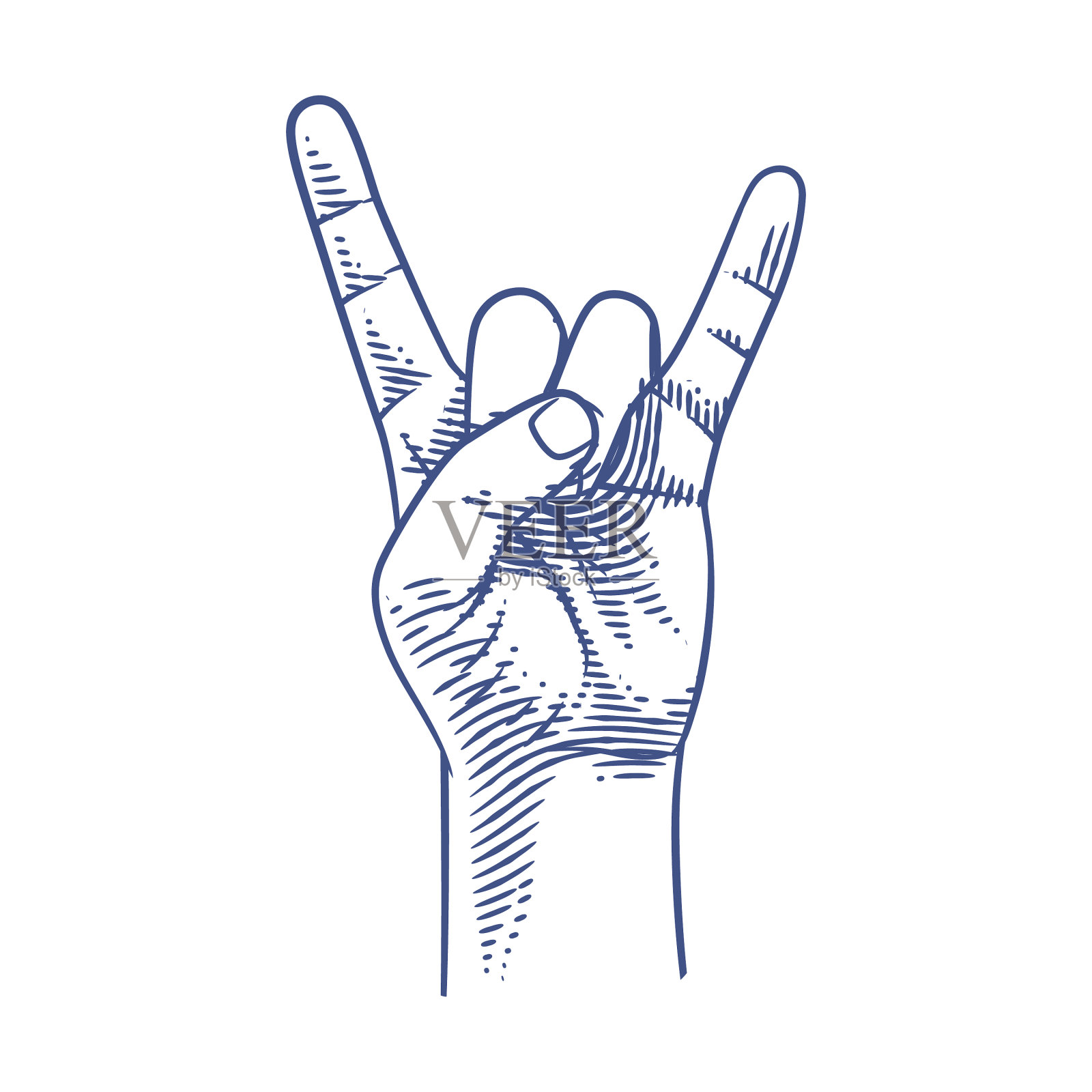 摇滚手势线条艺术手工制作设计元素图片