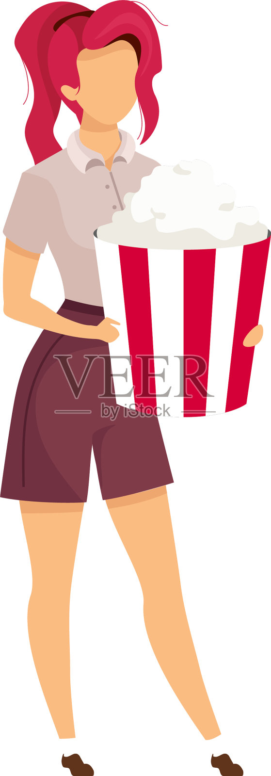 女孩用爆米花桶半平色性格设计元素图片
