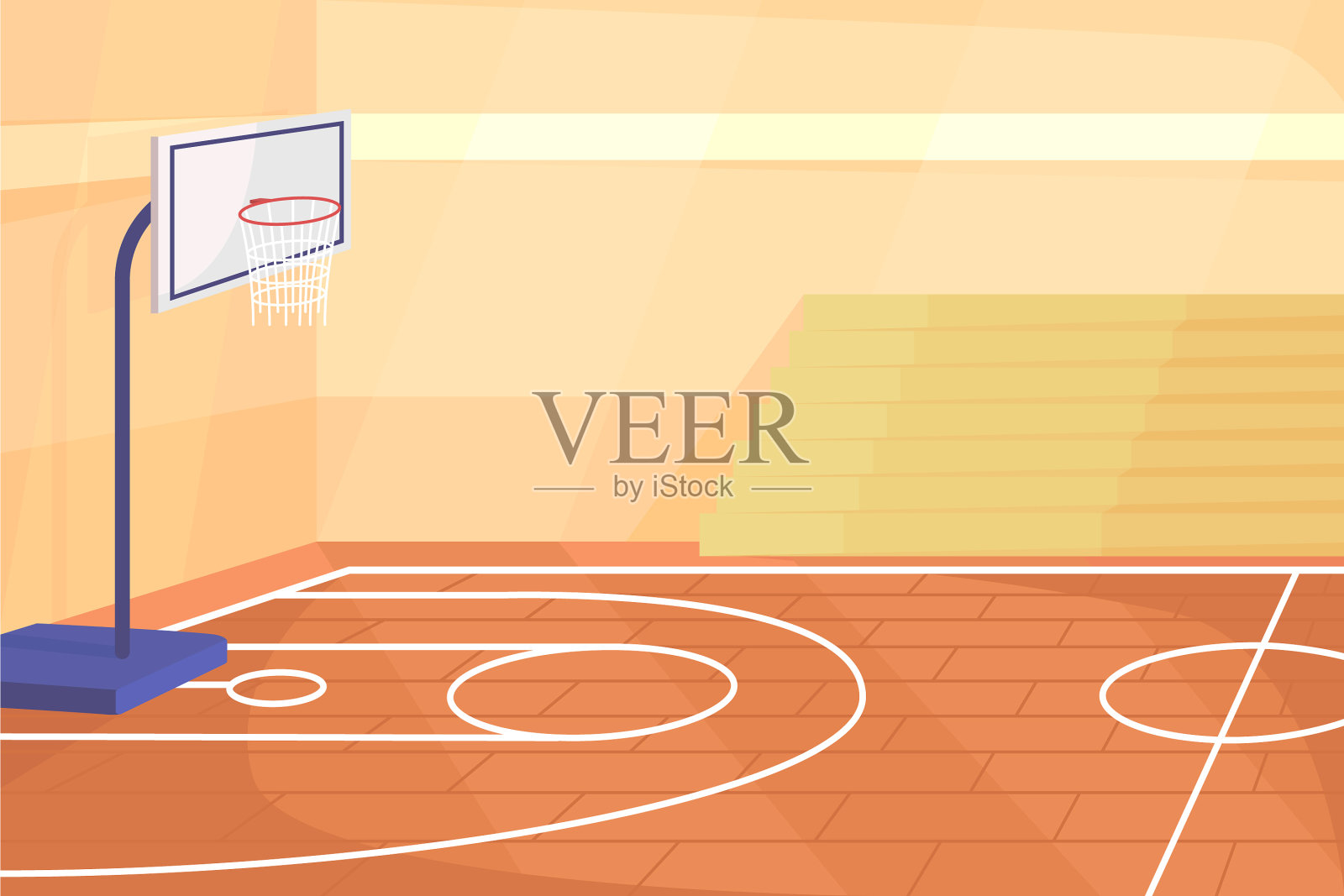 学校体育馆平面色插画图片素材