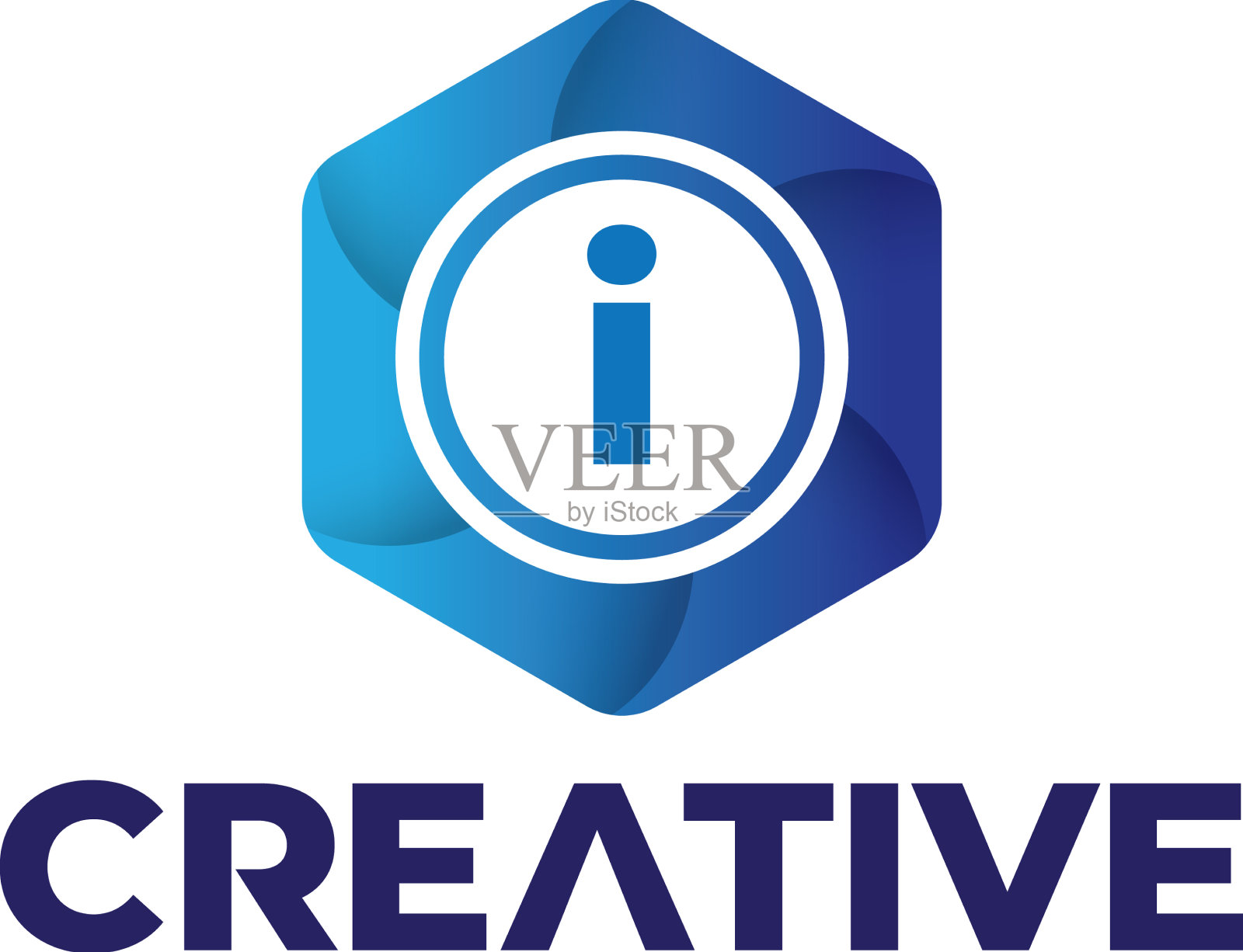 字母I标志设计与多边形风格插画图片素材