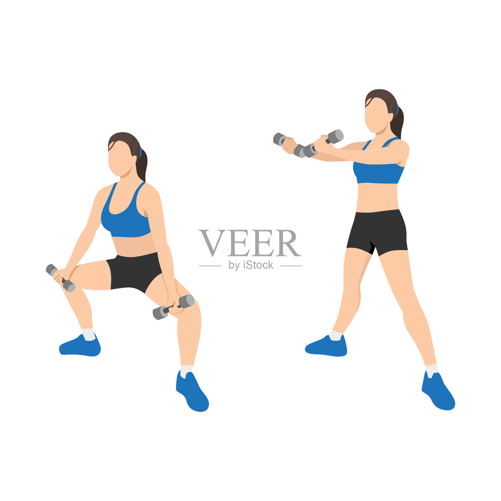 做下蹲深蹲运动的女人设计模板素材