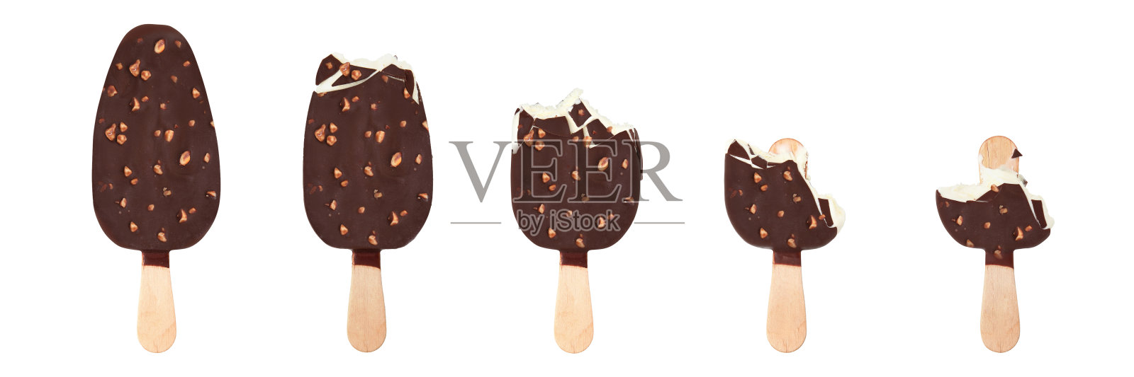 美味的上釉冰淇淋在白色的背景，拼贴。旗帜设计照片摄影图片