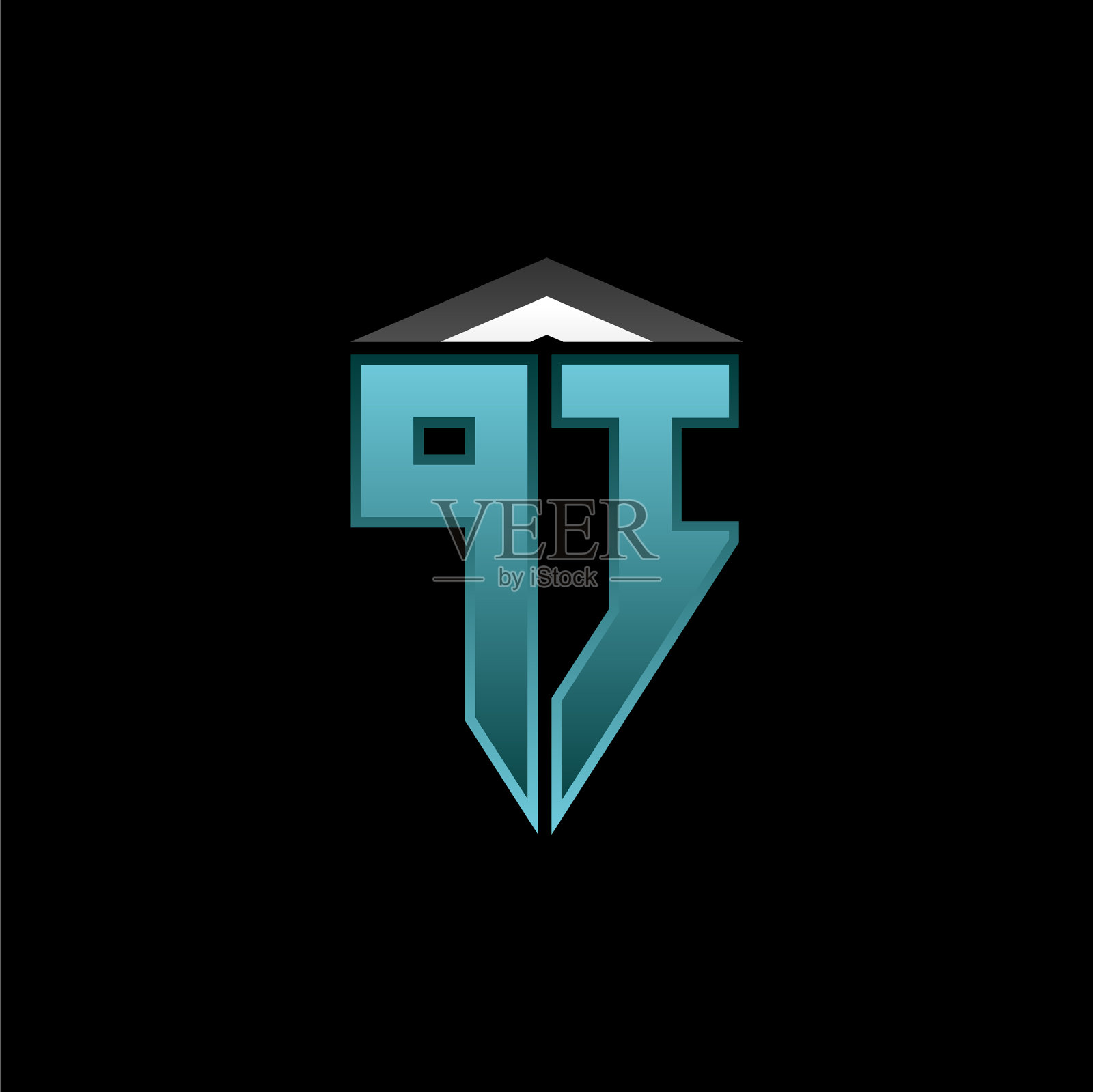 PI标志盾蓝色灯光风格设计插画图片素材