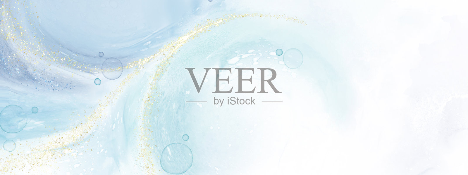 抽象艺术流体漩涡与蓝色和闪闪发光的醇墨技术插画图片素材