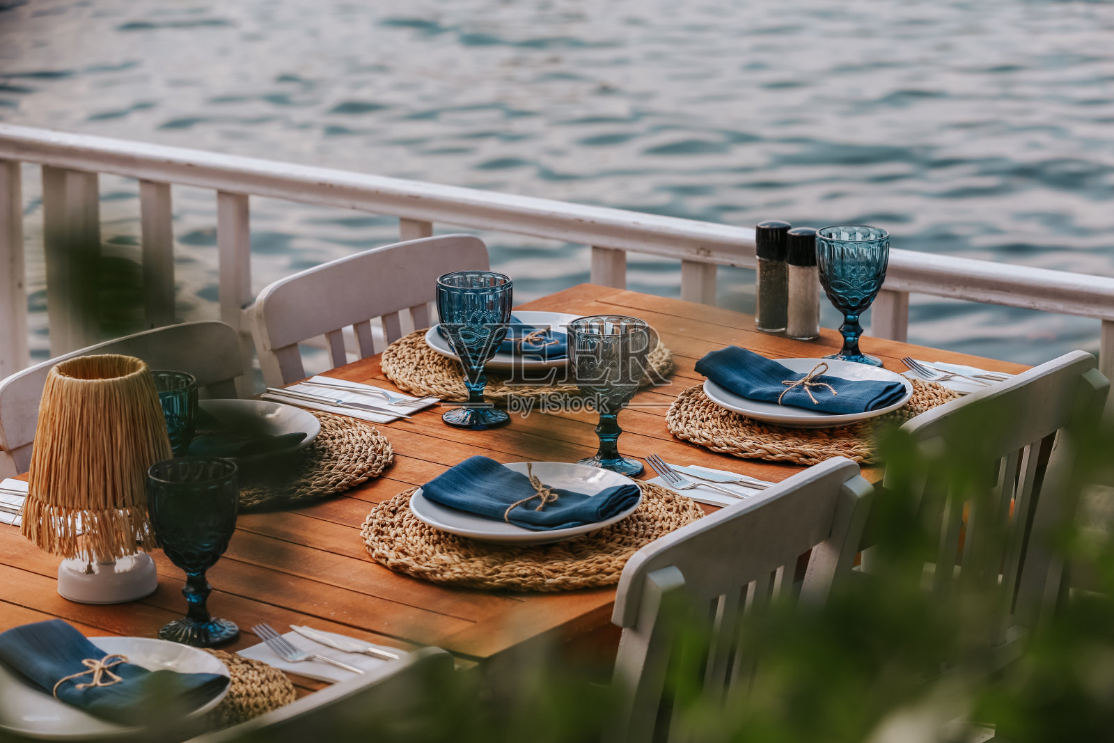 采购产品食品组织，婚礼装饰，蓝色晚餐套装照片摄影图片