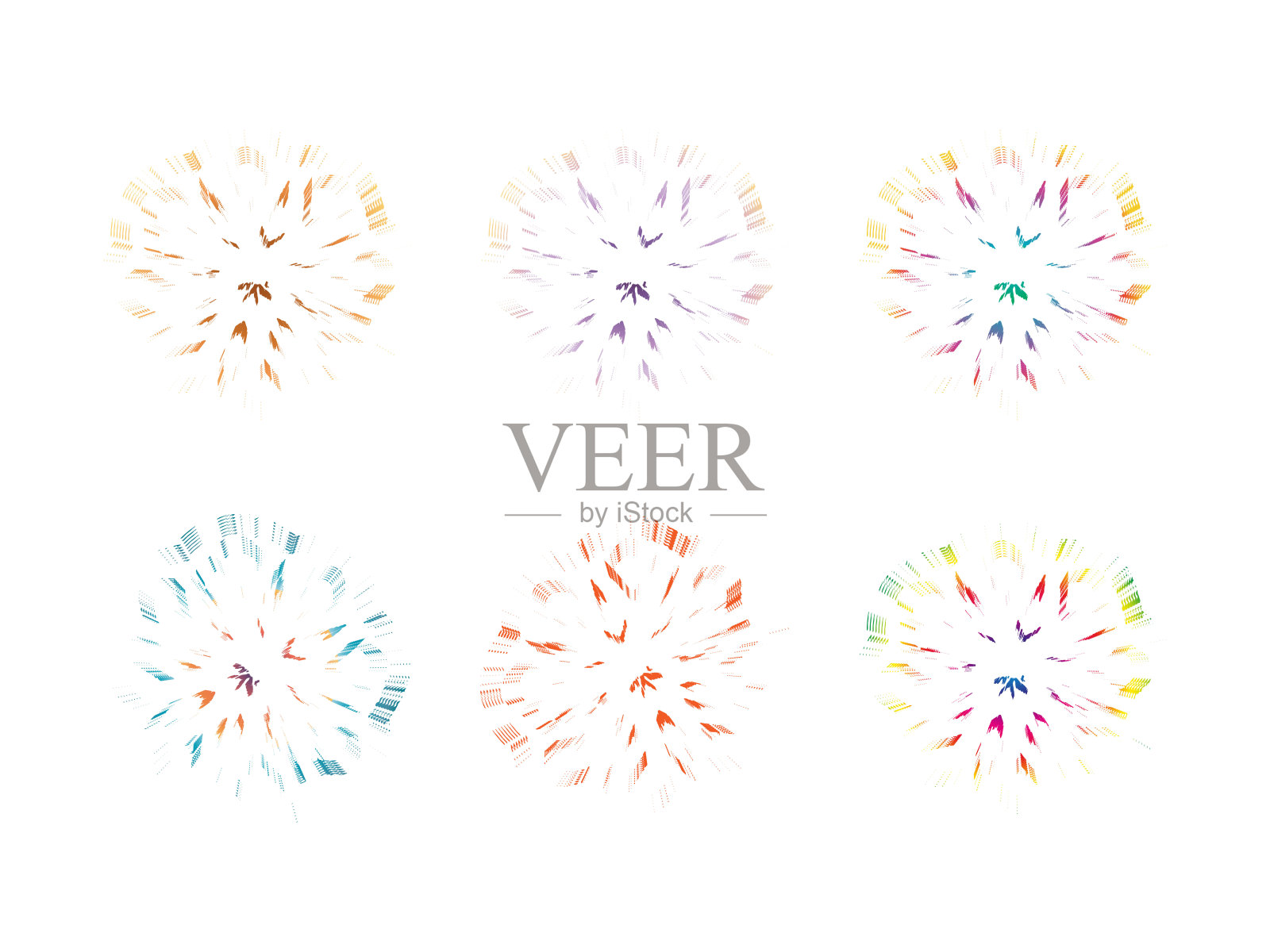 五彩缤纷的烟花组插画图片素材