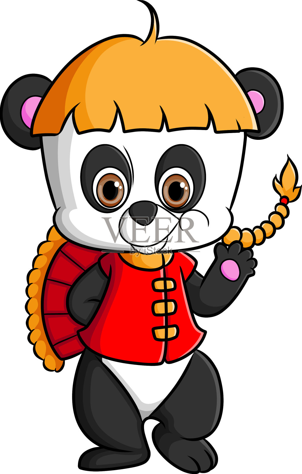 可爱的熊猫正在庆祝中国新年设计元素图片