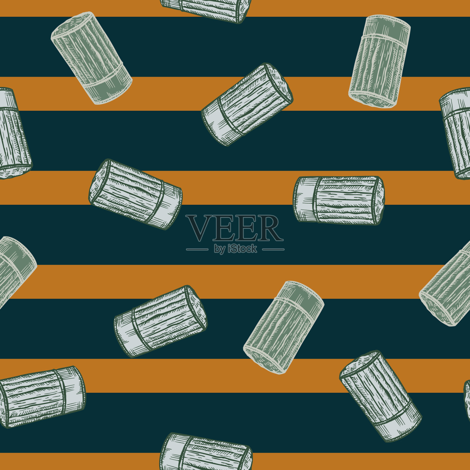 高厨师帽子素描无缝图案。厨房传统元素为手绘烹饪风格。插画图片素材