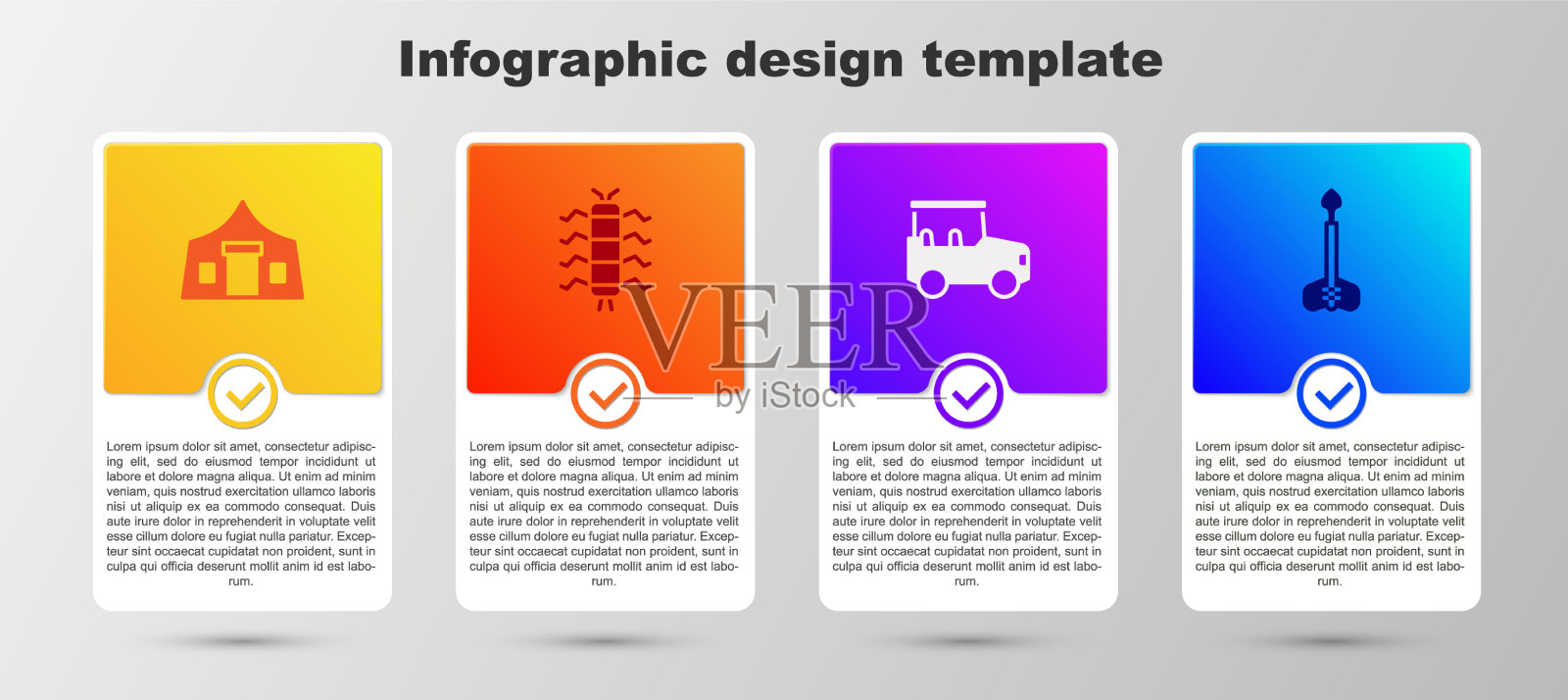 设置旅游帐篷蜈蚣昆虫狩猎汽车和插画图片素材