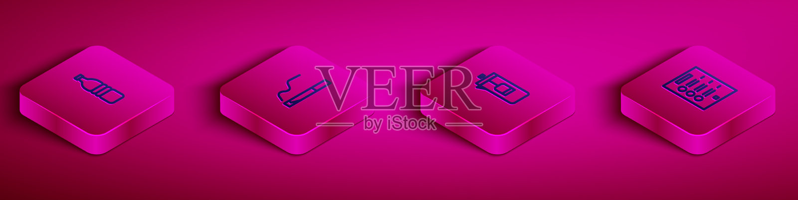 设置等距线瓶装水烟图标素材