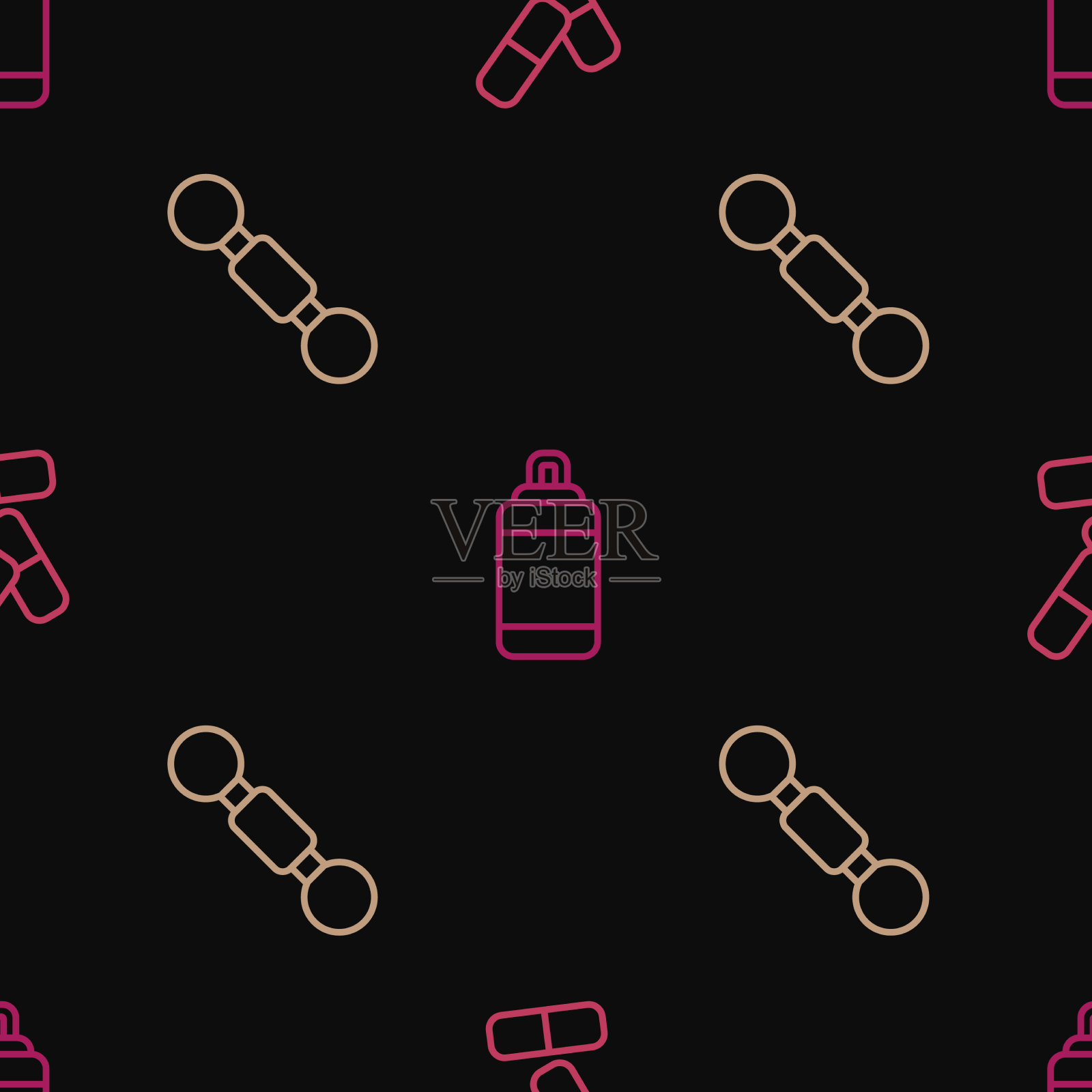 设定线维生素丸哑铃和沙袋图标素材