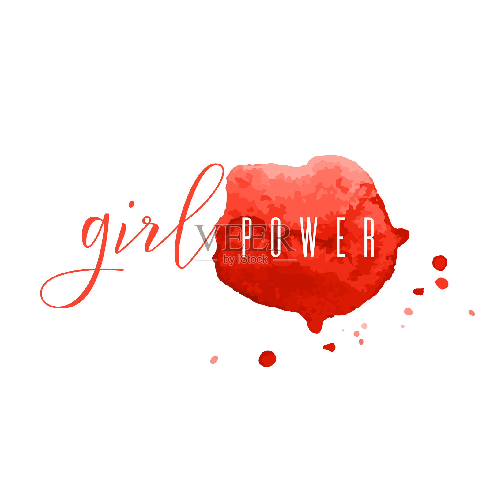 女孩权力手绘字体徽章插画图片素材