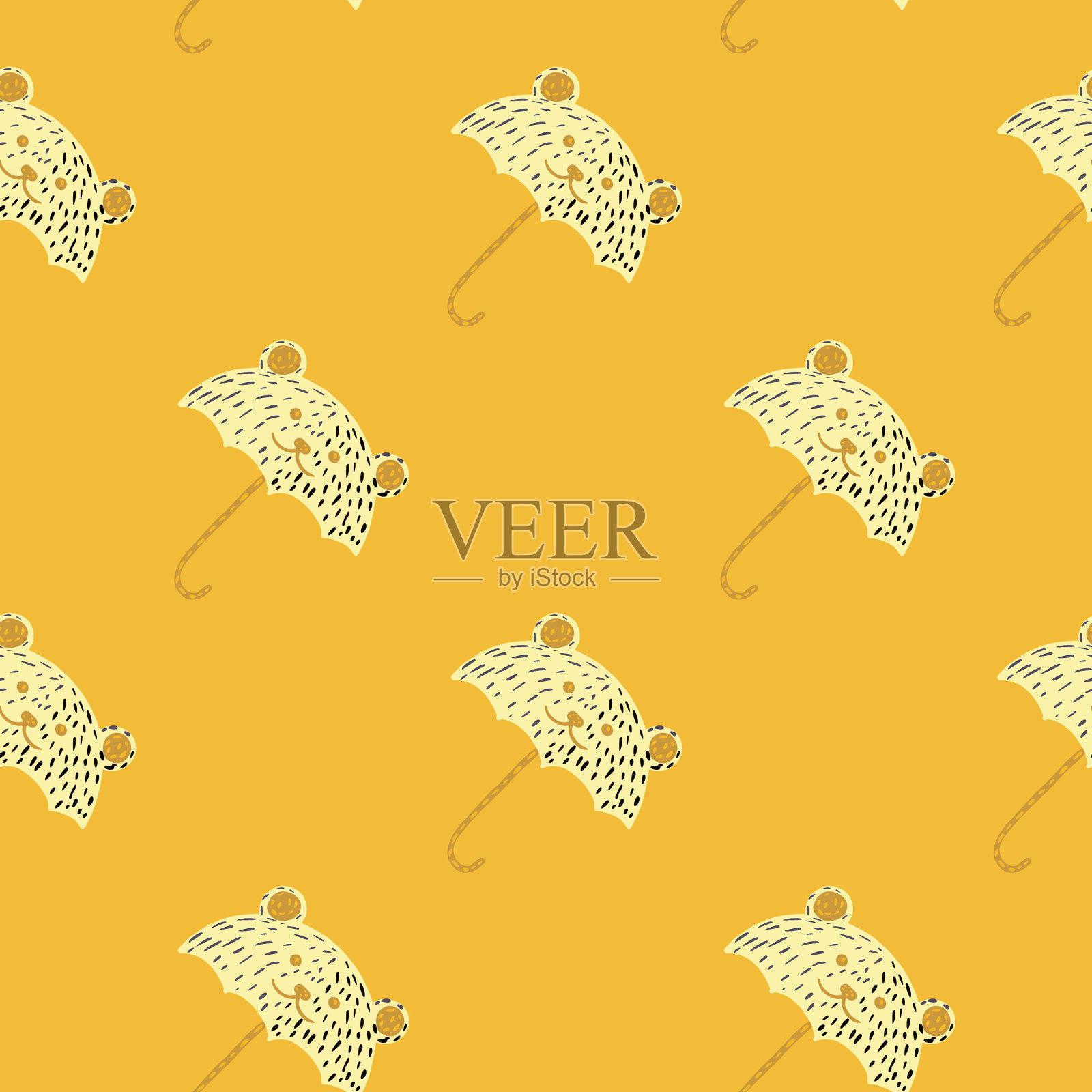 熊伞无缝图案搞笑人物插画图片素材