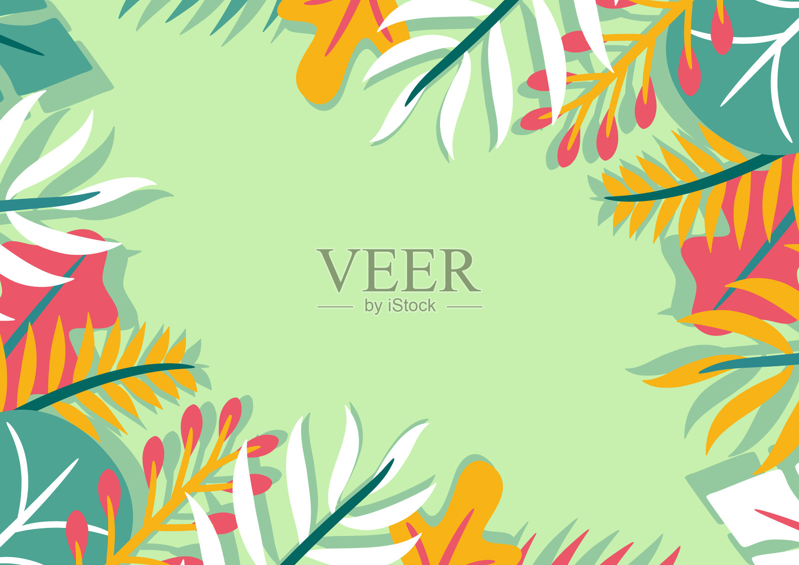 现代热带树叶背景设计插画图片素材