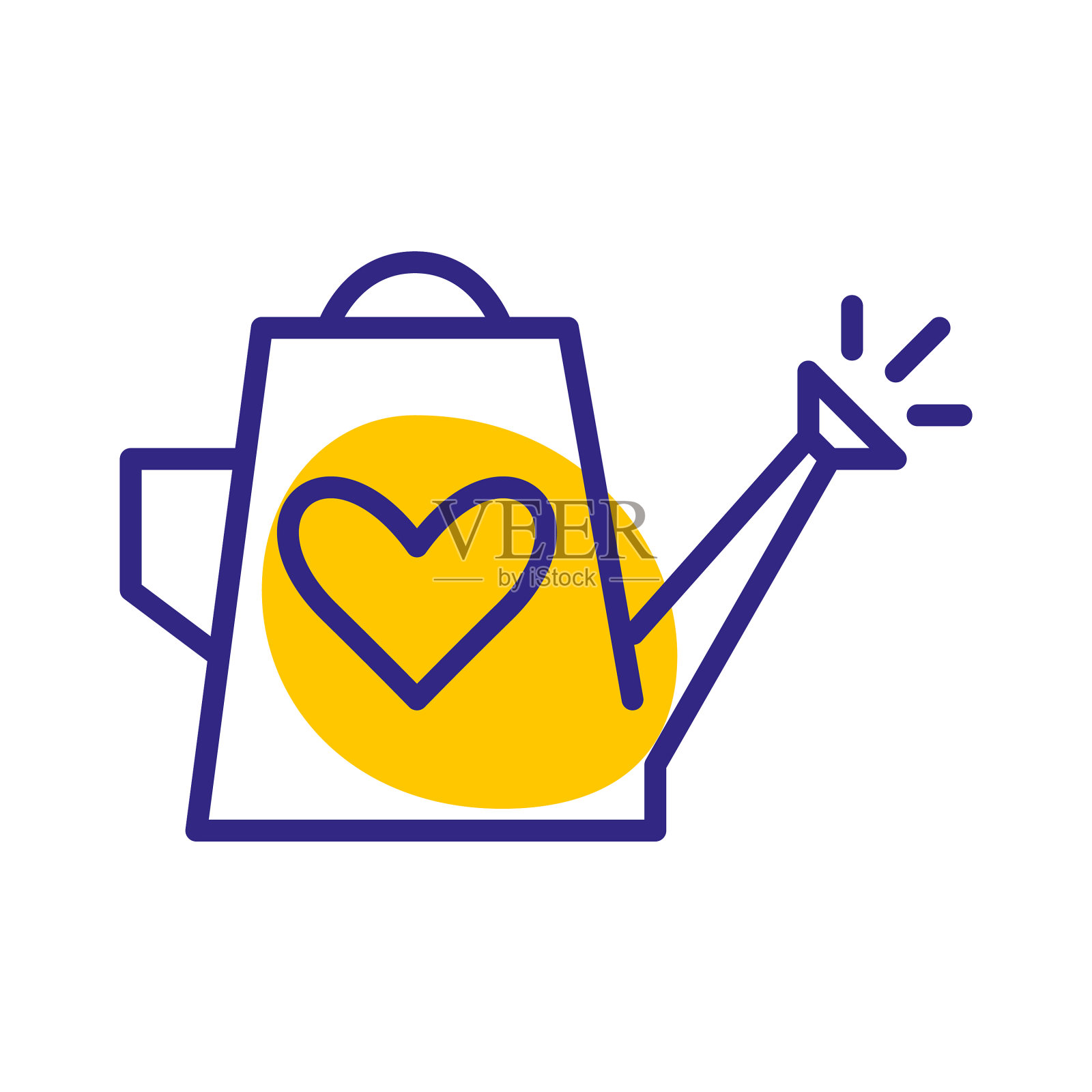 可爱的喷壶，上面有一颗心在浇水设计元素图片