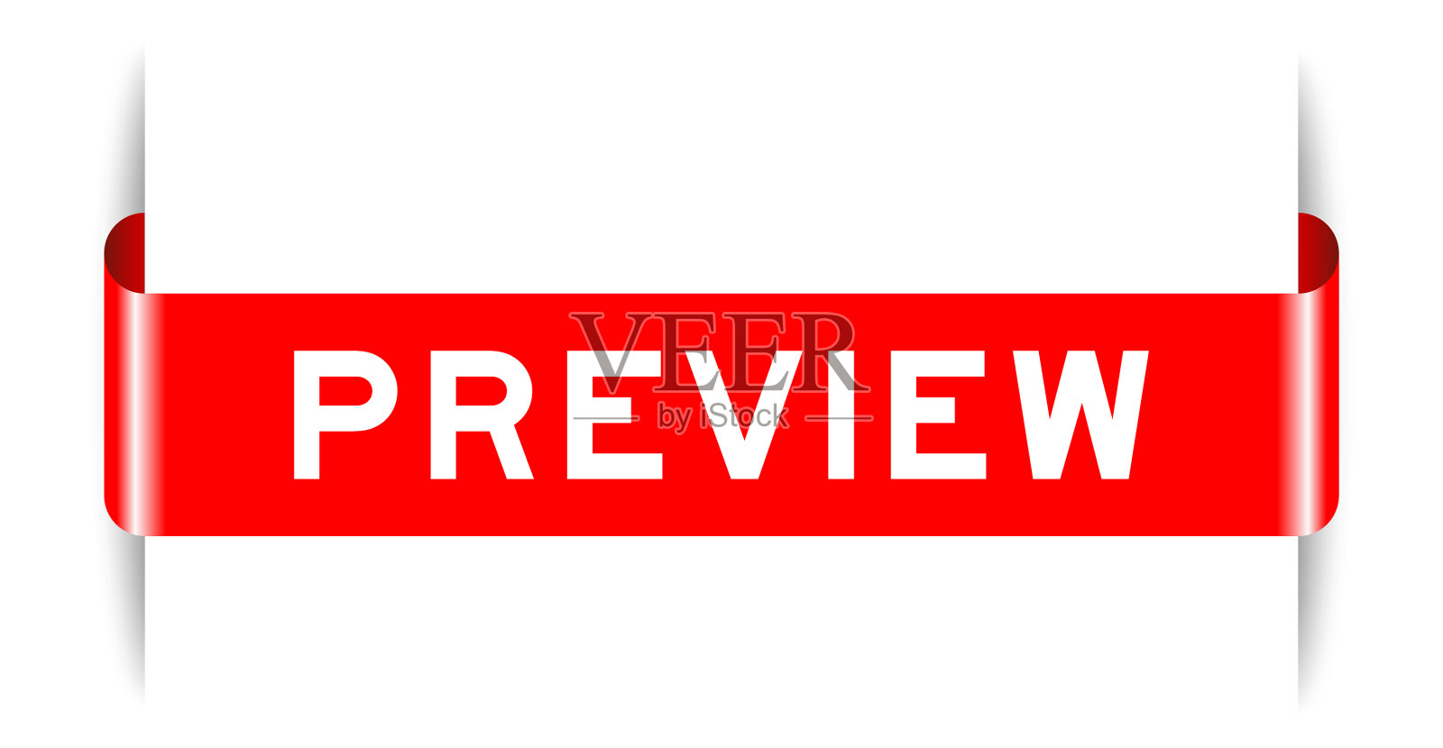 红色插入标签横幅与文字预览插画图片素材