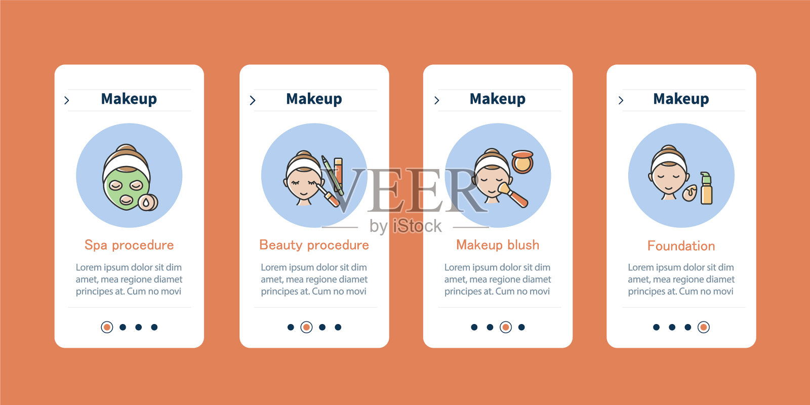 在手机应用程序屏幕上化妆设计模板素材