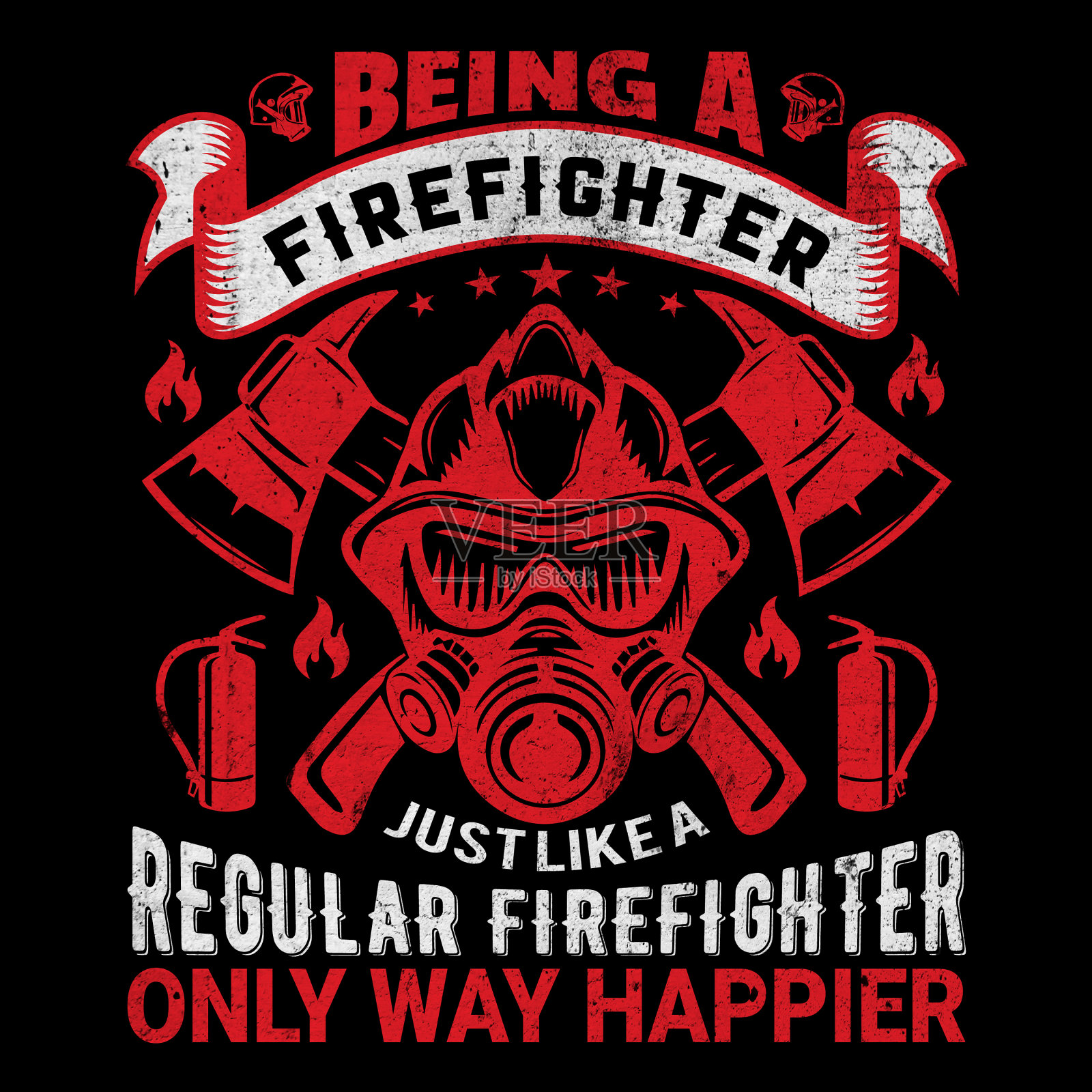 消防员t恤设计插画图片素材