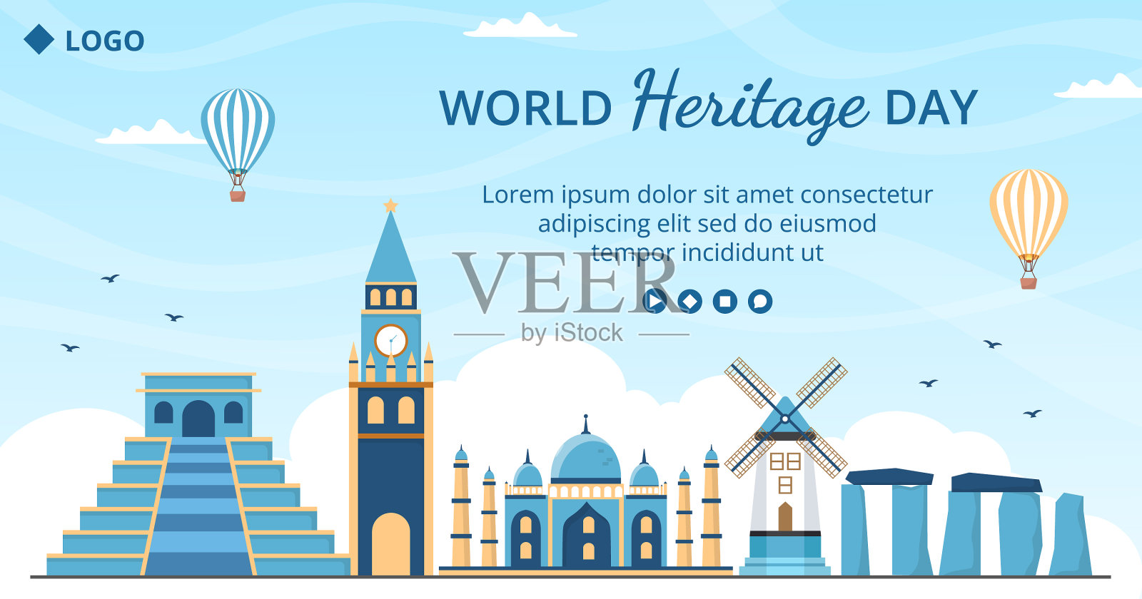 世界遗产日张贴模板平面设计插画图片素材