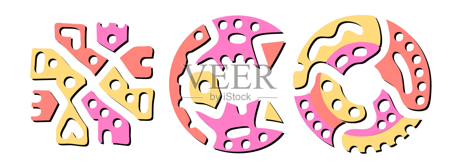 Co标签涂鸦隔离文本彩色曲线插画图片素材