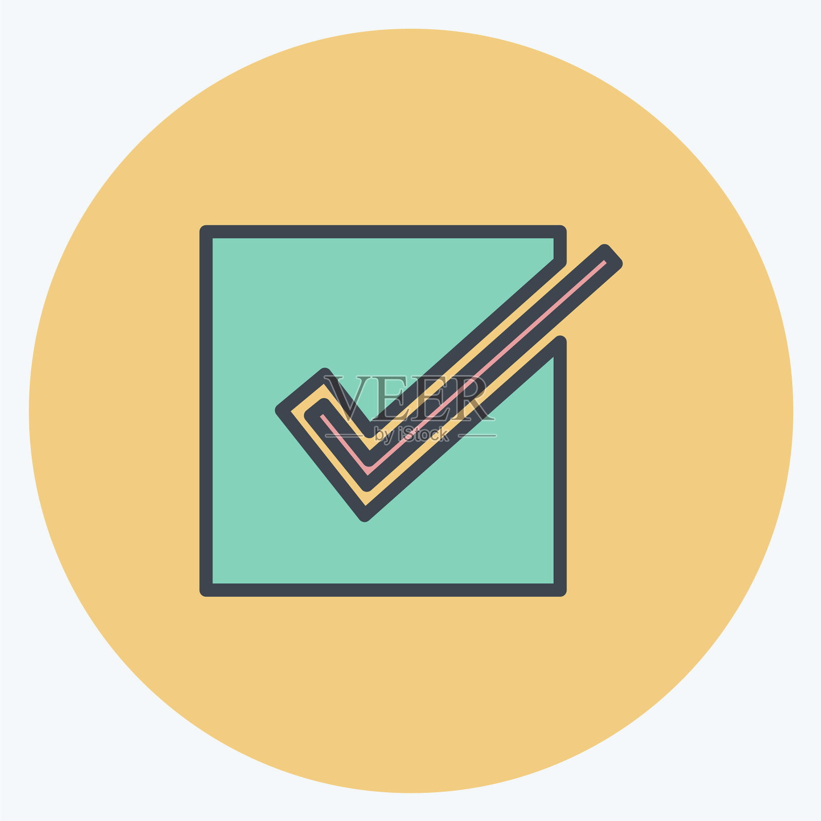 确认订单图标时髦的颜色伙伴风格插画图片素材