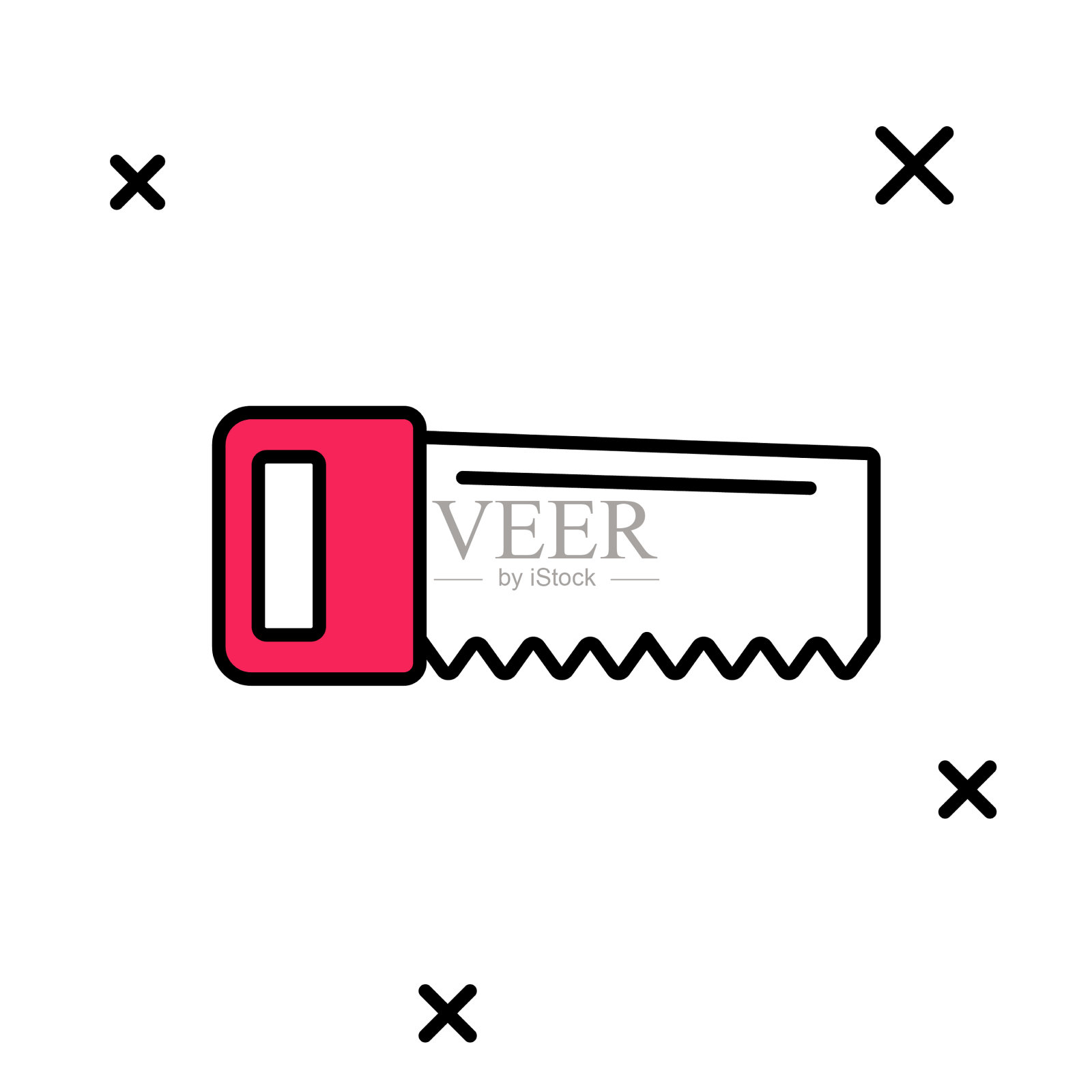 填充轮廓手锯图标孤立在白色插画图片素材