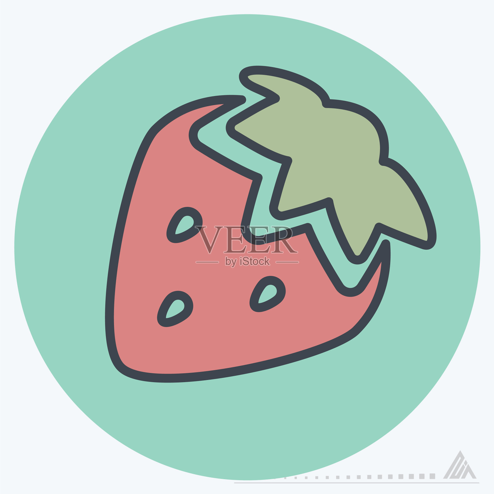 图标草莓-颜色伴侣风格插画图片素材