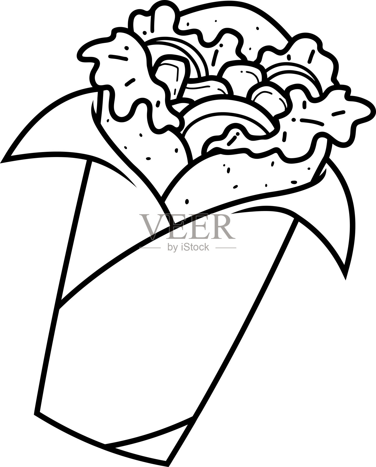 概述卡通墨西哥卷饼食品与蔬菜和玉米饼设计元素图片