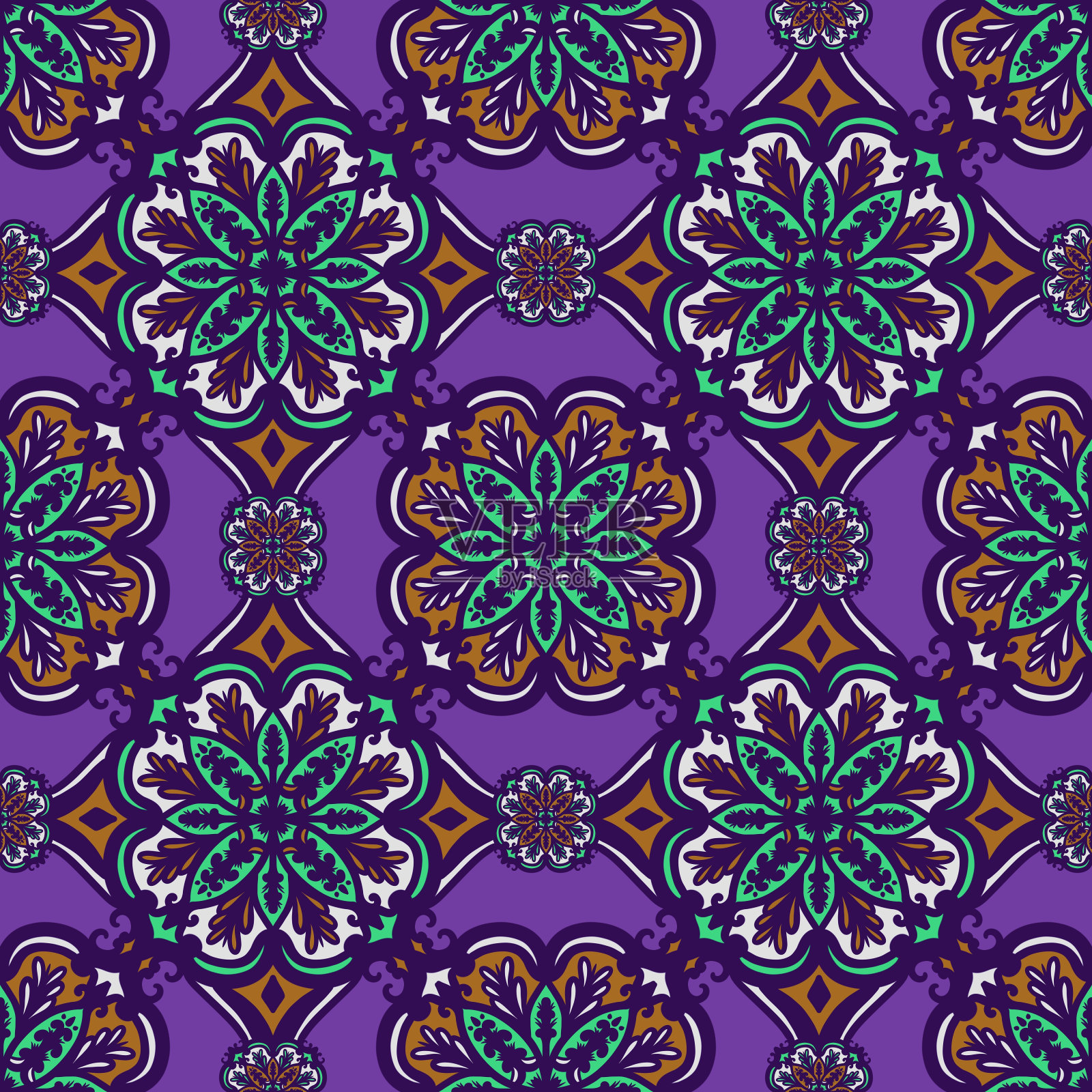 重复的复古几何图案。织物印刷。无缝图案背景，马赛克装饰，复古风格。在织物上设计印花插画图片素材