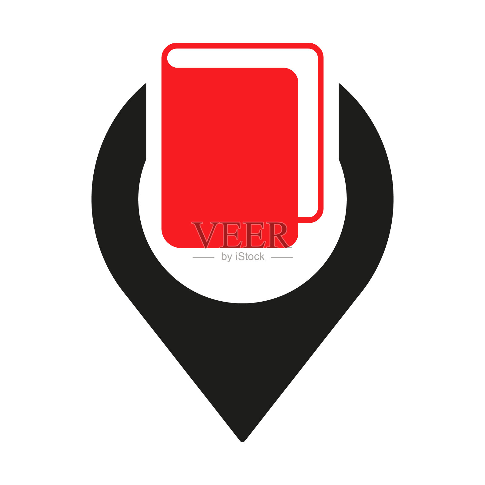 地图引脚书标志模板，图书馆位置图标设计，书店指针符号向量插画图片素材