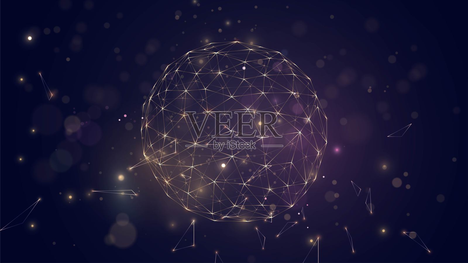 金色网格球插画图片素材