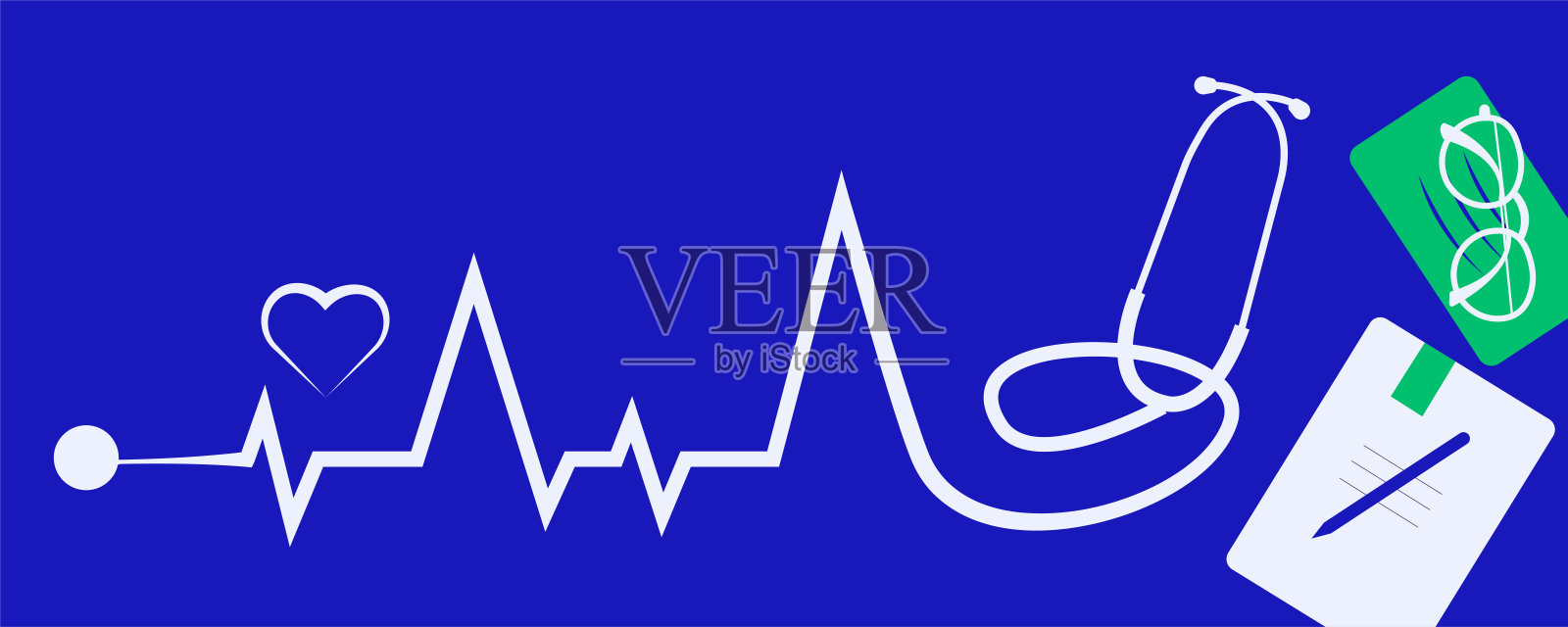 听诊器的心插画图片素材